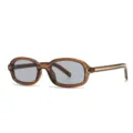 Occhiali da sole retrò marroni con lenti grigie, elegante design quadrato per donna e uomo. - Montatura Tè Lenti Grigio Chiaro