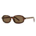 Gafas de sol carey retro con lentes marrones y elegantes detalles metálicos elegantes. - Marco Carey Lente Té Claro