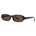 Retro schmale rechteckige Sonnenbrille, Vintage Schildpatt Fassung braune Gläser Mode. - Quadratischer Rahmen (872) / Schildpatt Gestell Tee Gläser