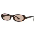 Retro schmale quadratische Schildpatt-Sonnenbrille mit braunen Glaesern, minimalistisch. - Quadratischer Rahmen (872) / C3 Schildpatt Rahmen Champagner Linse