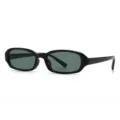Retro schmale quadratische Sonnenbrille mit schwarzem Rahmen und dunkelgrünen Gläsern, stylisch. - Quadratischer Rahmen (872) / C4 Schwarzer Rahmen Grüne Gläser