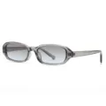 Retror schmale quadratische Sonnenbrille mit grauem Farbverlauf und transparentem Rahmen. - Quadratischer Rahmen (872) / C7 Grauer Rahmen Graues Glas