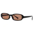 Vintage schmale rechteckige Sonnenbrille mit schwarzem Gestell und braunen Gläsern, Retro-Brille. - Quadratischer Rahmen (872) / C5 Schwarzer Rahmen Teegläser