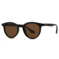Stijlvolle ronde zonnebril voor heren en dames, zwart montuur met bruine glazen. - Stijl C3 (7927) / Thee Frame Thee Lens
