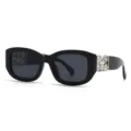 Occhiali da sole neri in stile barocco retro con aste in metallo e cristallo. - Nero Grigio Accessori in Argento