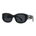 Occhiali da sole barocchi neri vintage con borchie decorative stile moda retrò chic. - C1 Nero Grigio Accessori Neri
