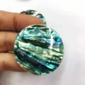 New Zealand abalone shell round 4cm pendant detail, perfect for DIY jewelry crafting and wrapping. - 4cm / Multicolor Abalone