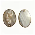 Natural pearl shell oval electroplated bezel shell DIY handmade necklace earring jewelry accessories - Oval Bezel Setting / Approx 28x38mm / Natural Color