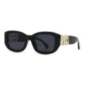 Barocke Mode Sonnenbrille mit luxuriösen Gold Kristall Bügel Details für Damen. - C7 Schwarz Grau Goldenes Zubehör