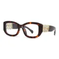 Retro Schildpatt Barock Sonnenbrille mit funkelnden Kristallbügeln für den modernen Vintage Look. - C8 Schildpatt Klare Gläser