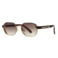 Lunettes de soleil rétro en métal octogonal avec verres dégradés, style mode élégant. - C2 Monture Dorée Double Thé