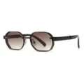 Lunettes de soleil métalliques octogonales rétro avec verres dégradés marron chic. - C3 Monture Thé Double Thé