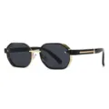 Lunettes de soleil polygone en métal rétro, grand cadre noir et or lunettes tendance vintage. - C1 Monture Or Noir Gris