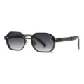 Lunettes de soleil rétro octogonales en métal avec verres dégradés mode et élégantes. - C4 Monture Gunmetal Double Gris