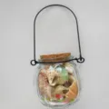Glass seashell wishing bottle with metal handle and cork lid for DIY beach crafts decor. - Pumpkin Bottle (Seashell+Conch)