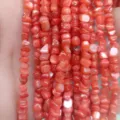 Natural shell irregular crushed stone beads variant in vibrant orange red color, size 3-5mm. - Orange Red