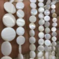 White mother of pearl shell round beads strands various sizes for DIY jewelry making accessories - Round Disc: 20mm Domed Surface / Freshwater Shell: White