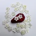 Carved mother of pearl shell flower loose beads 6mm white five petal DIY jewelry making parts - Shell Flower / 6mm / White Mother of Pearl