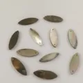 Natural black mother-of-pearl navette shell charms two-hole DIY jewelry making components - Approx 9x28mm / Black Mother of Pearl: Natural Surface