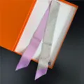 French twill silk narrow long scarf with lovely heart pattern, perfect hair band and bag decoration for women. - C347-5
