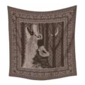 Braunes Vintage Wolf Motiv Quadratisches Tuch, gemütlicher warmer Outdoor Schal für Damen. - Braun