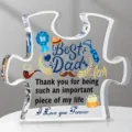Détail d'une plaque acrylique en forme de puzzle avec message pour le meilleur papa du monde - Style de puzzle R14 / Largeur Env 8cm Épaisseur 1cm