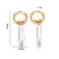 Boucles d'oreilles en acier inoxydable doré avec perles baroques taille 38mm x 14mm - Perle Irrégulière Longue (DY920) / Or