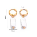 Boucles d'oreilles élégantes en acier inoxydable avec perles rectangulaires blanches - Perle Artificielle Rectangulaire (DY920) / Or