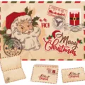 Cartes de vœux de Noël vintage en papier kraft avec enveloppes et design du Père Noël - Père Noël / 1 carte de vœux + 1 enveloppe