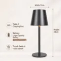 Lampada da tavolo da bar in metallo nero cordless - 宽11cm x 高28cm / Black-warm white light