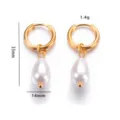 Orecchini a cerchio in acciaio inox dorato con perla a goccia, lunghezza 33mm, 1,4g. - Perla Artificiale a Goccia (DY920)