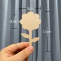 Flower shaped wooden plant label tag with 5cm width and 10cm total height dimensions - Wooden Flower