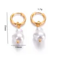 Eleganti orecchini a cerchio in acciaio inox dorato con perle barocche, 35mm, 1,7g - Perla Barocca Irregolare (DY920)