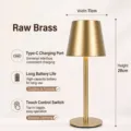 Lampada da tavolo in metallo dorato senza fili per bar - 宽11cm x 高28cm / Copper color-warm white light