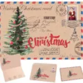 Set de cartes de Noël vintage en kraft avec sapin festif et timbres, enveloppe incluse - Noël arbre / 1 carte de vœux + 1 enveloppe