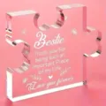 Plaque acrylique rose en forme de pièce de puzzle, cadeau pour meilleure amie avec message - Style de puzzle R15 / Largeur Env 8cm Épaisseur 1cm