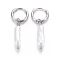 Eleganti orecchini a cerchio in acciaio inossidabile con pendenti in perle barocche sintetiche - Stile Barocco Acciaio (DY920)
