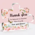 Plaque en acrylique en forme de puzzle avec motif floral rose et accents de papillon - Style Puzzle R21 / Largeur Env 8cm Épaisseur 1cm