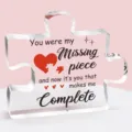 Plaque décorative en acrylique en forme de puzzle avec citation sentimentale de cœur - Style Puzzle R22 / Largeur Env 8cm Épaisseur 1cm