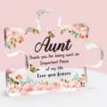 Plaque personnalisée en acrylique en forme de puzzle pour tante avec motif floral - Style Puzzle (R34) / Largeur Env 8cm Épaisseur 1cm