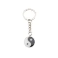 Metal Yin Yang keychain pendant with drip oil finish, classic black and white style accessory. - Tai Chi Single Pendant (ZMK0043baik) / Medium 7.6cmx2.5cm / Black and White