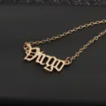 Goldfarbene Sternzeichen Halskette mit gotischem Buchstaben Anhänger, Vintage Schmuck. - Jungfrau