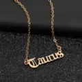 Goldene Stier Sternbild Halskette mit retro gotischen Buchstaben Anhänger für Damen Schmuck. - Stier