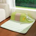 Green breathable cat tunnel bed with scratching pad and soft mat for indoor pets. - Size S (50*50cm Tunnel Width 19cm) / Green