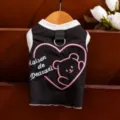 Lente zomer huisdier vest schattige beren borduurwerk zwart wit kleding voor honden - XS / Zwart Hart
