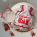Cute strawberry print pet strap dress and hat set, breathable summer clothing for cats. - S / Full Strawberry Print (With Hat)