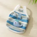 Bequeme sommerliche blau-weiße Haustierweste mit süßem Wal-Design für kleine Hunde und Katzen. - XS / Blaues Wal Träger