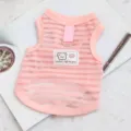 Süße rosa gestreifte Mesh Haustierweste für Katzen und kleine Hunde, atmungsaktive Sommerkleidung. - L (Empfohlenes Gewicht 4-5,5 kg) / Rosa Bär Weste