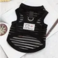 Schwarze gestreifte atmungsaktive Mesh Haustierweste für Katzen und Hunde mit Bär Etikett. - XS (Empfohlenes Gewicht 0,5-1,5 kg) / Schwarzer Bär Weste