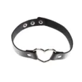 Harajuku stijl zwarte PU leer hart choker ketting punk rock kraag sieraden variant - Zwart